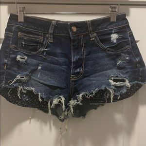 Hi-rise festival jean shorts. Super stretch